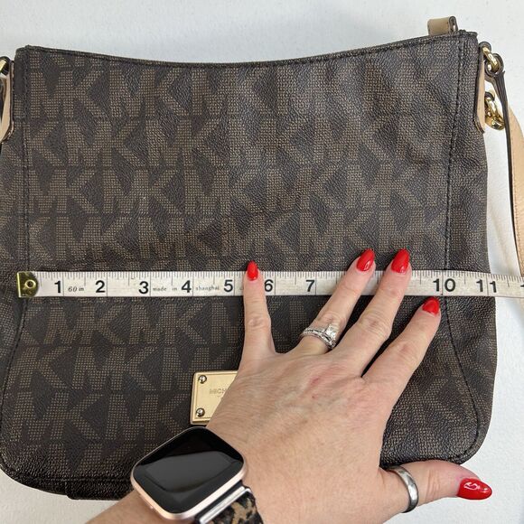 Michael Kors Crossbody Jet Set Large Brown Monogram Travel Logo Messenger Bag - Picture 13 of 15